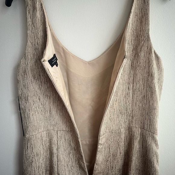 NWT Tahari Arthur S. Levine Valerie Light Caramel Sleeveless Beaded Dress - Picture 10 of 11